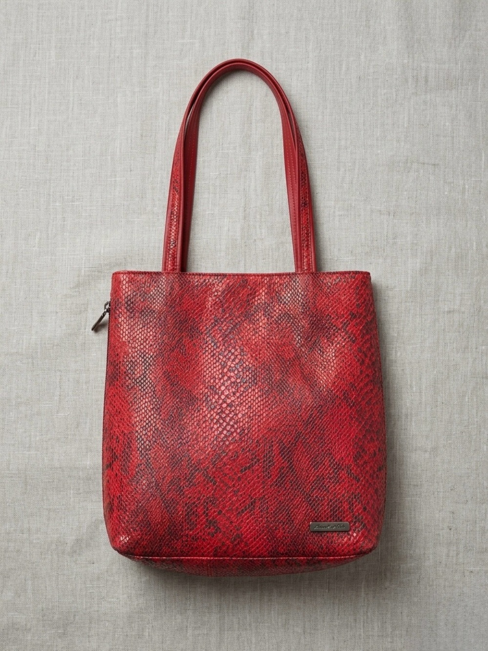 Nine West Red Snake-Print Shoulder Bag